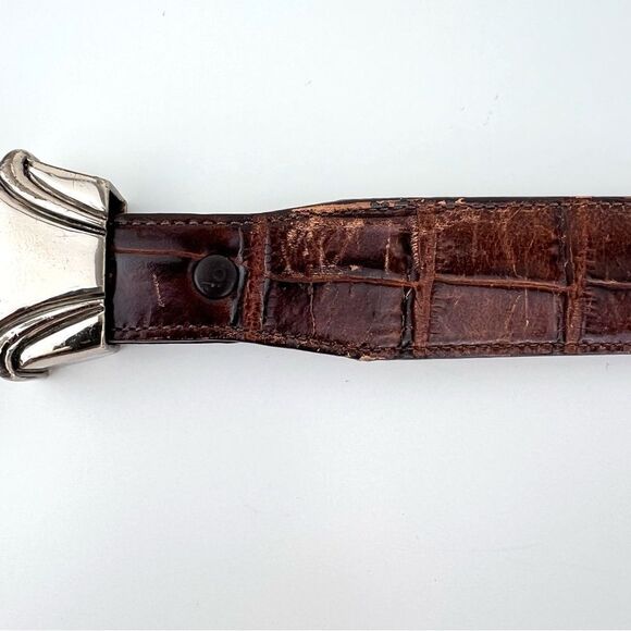 Vintage Vicenza Calfskin Alligator Print Sterling Silver Women’s Waist Belt main image 6